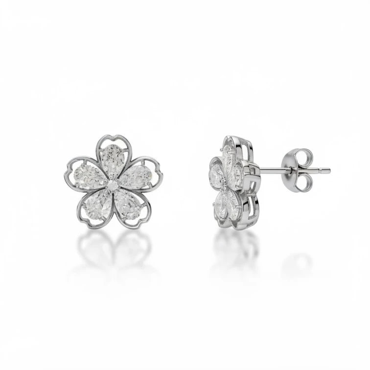 Floral Diamond-Cut Earrings
