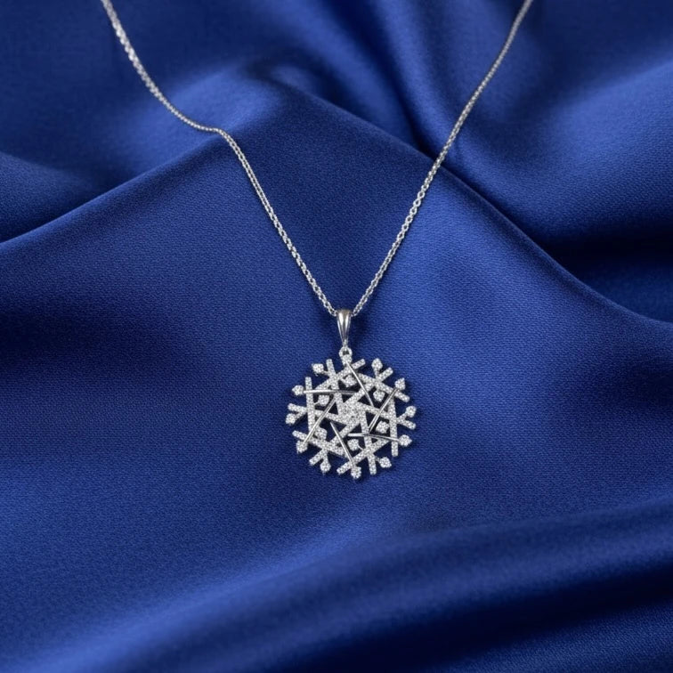 Snowflake Modern Geometric Diamond Pendant