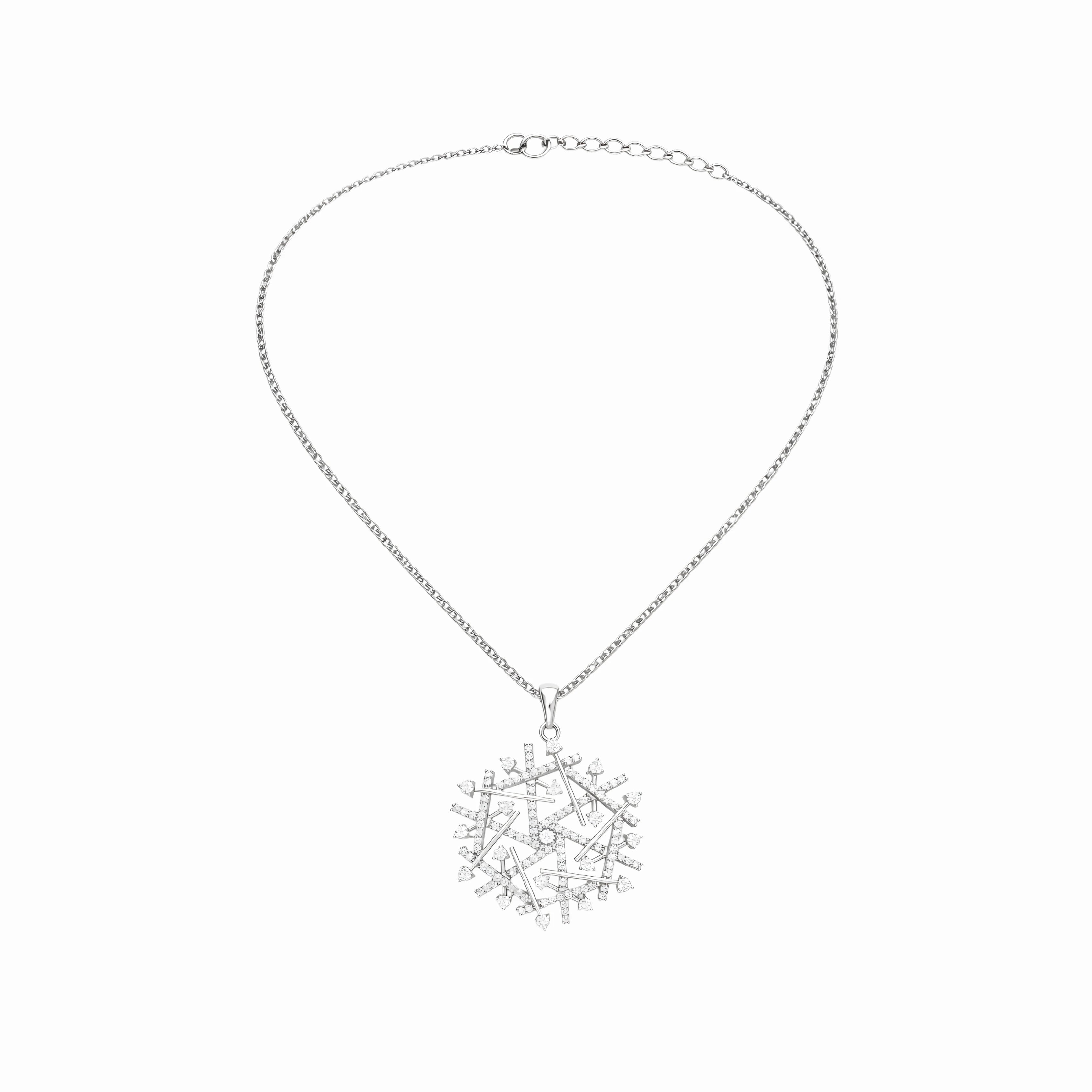 Snowflake Modern Geometric Diamond Pendant