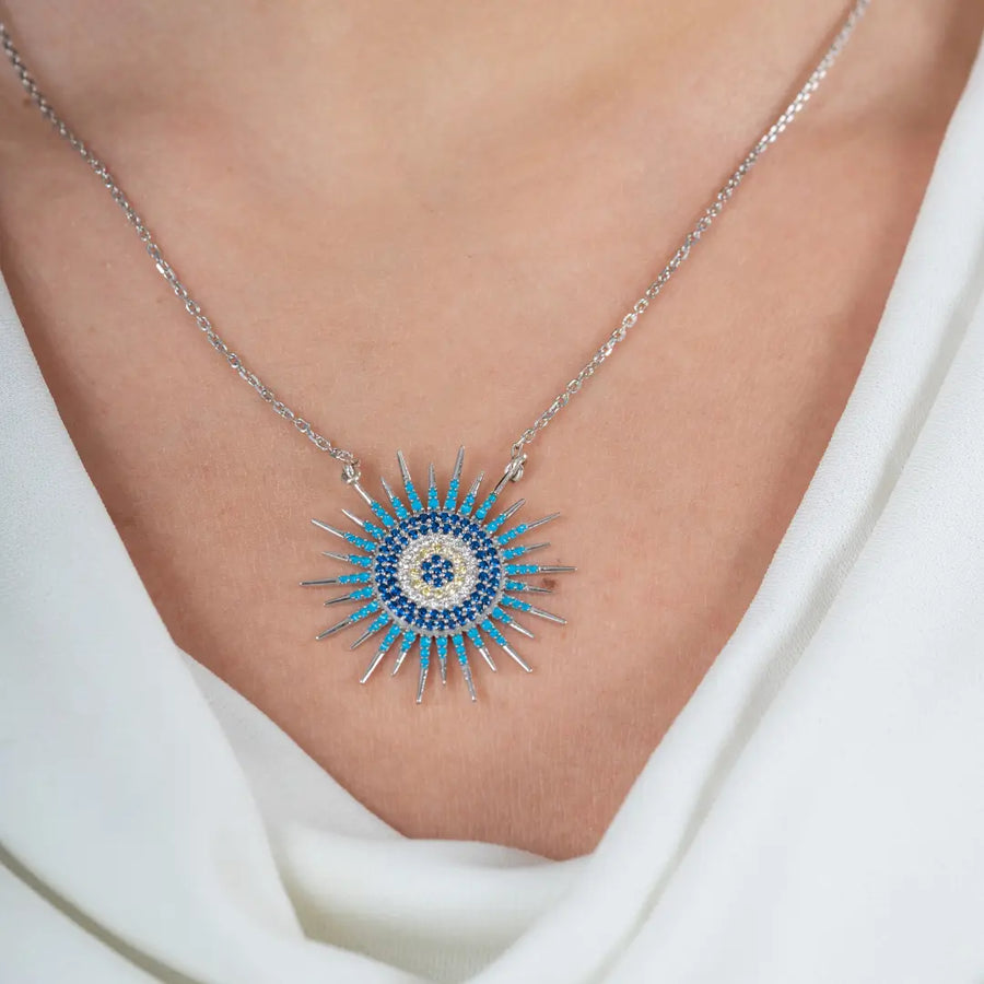 Turquoise Multi Coloured Diamond Necklace