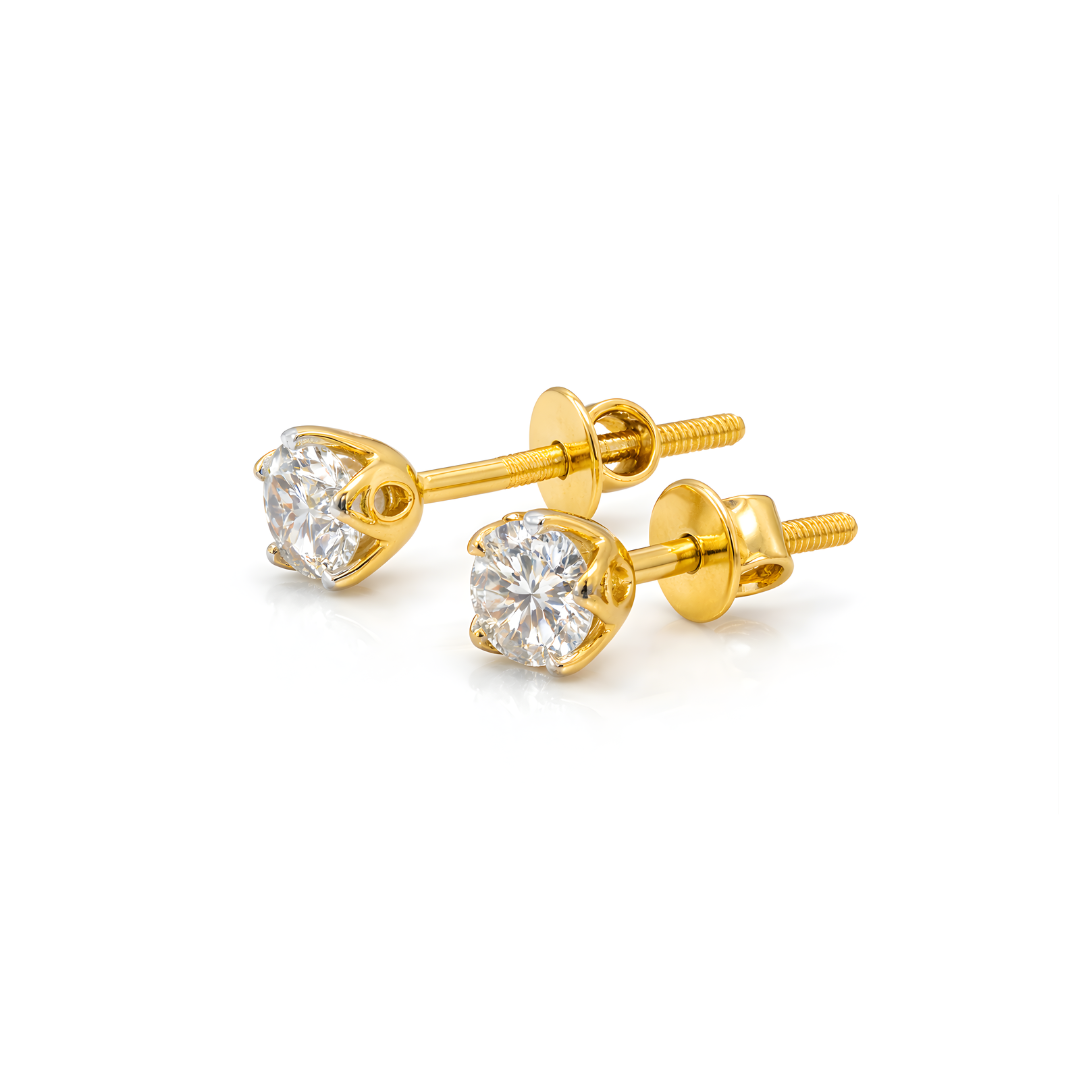 18KT Gold Classic Solitaire Studs Main image