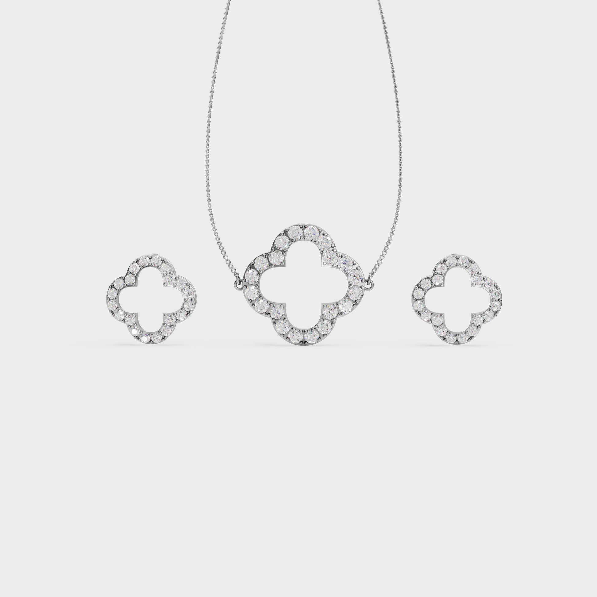 Clover Sparkle 925 Silver Pendant & Earring Set – 92Five - 92Five