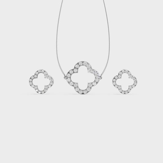 Clover Sparkle 925 Silver Pendant & Earring Set – 92Five - 92Five