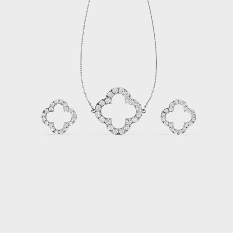 Clover Sparkle 925 Silver Pendant & Earring Set – 92Five