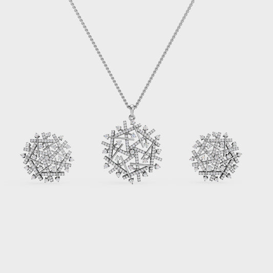 Snowflake Modern Geometric Diamond Pendant Set for Women - 92Five