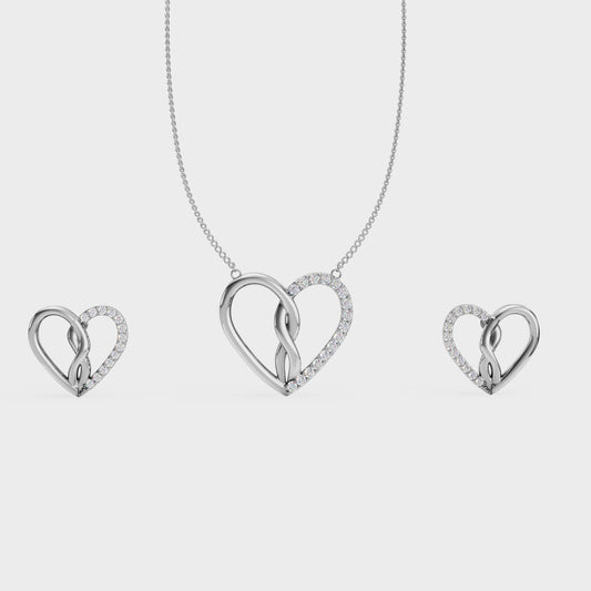 Twisted Heart 925 Silver Pendant & Earring Set – 92Five - 92Five
