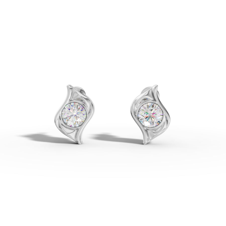 Round Diamond Italian Stud Earrings