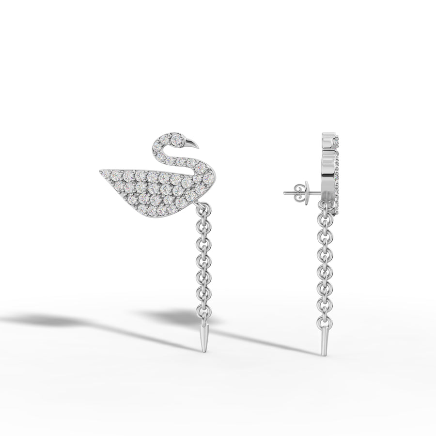 Diamond Swan Drop Earrings