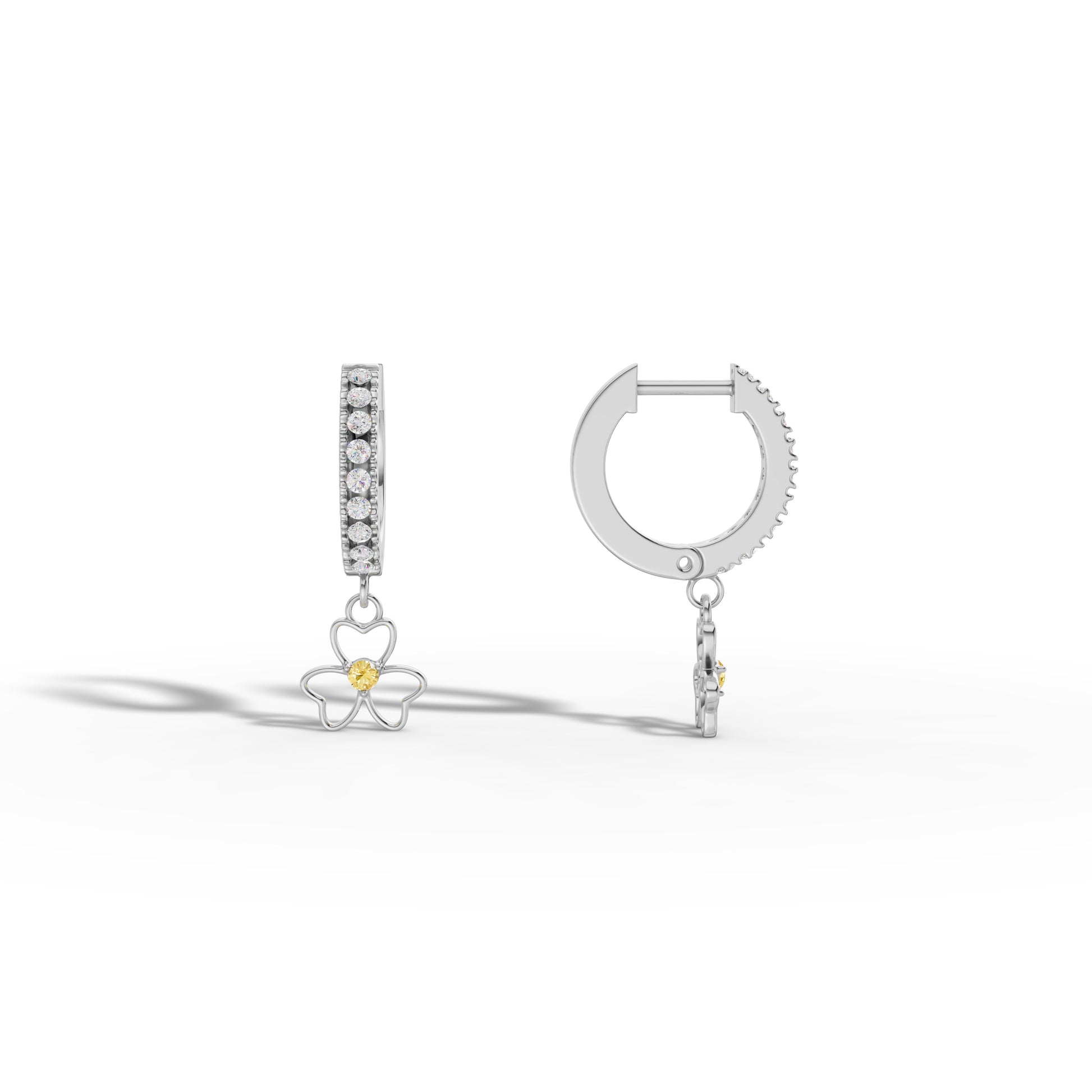 Luxury Two - Tone Floral Earrings – Silver Elegance With Golden Bloom - 92Five