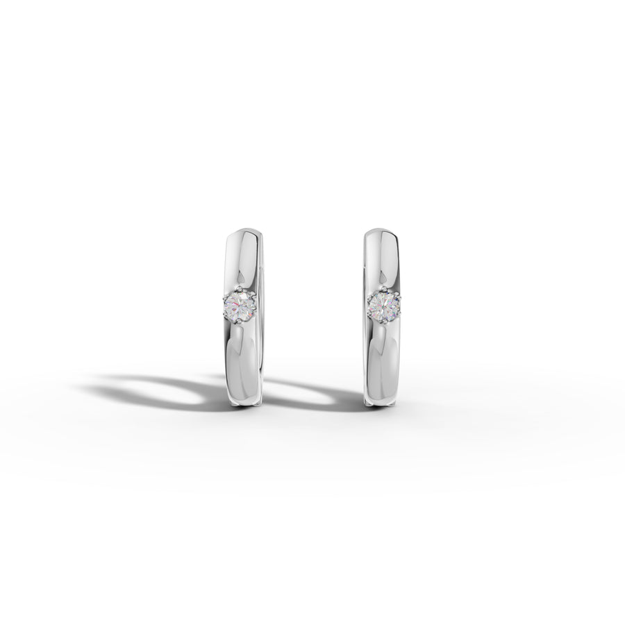 Minimalist Diamond Hoop Earrings