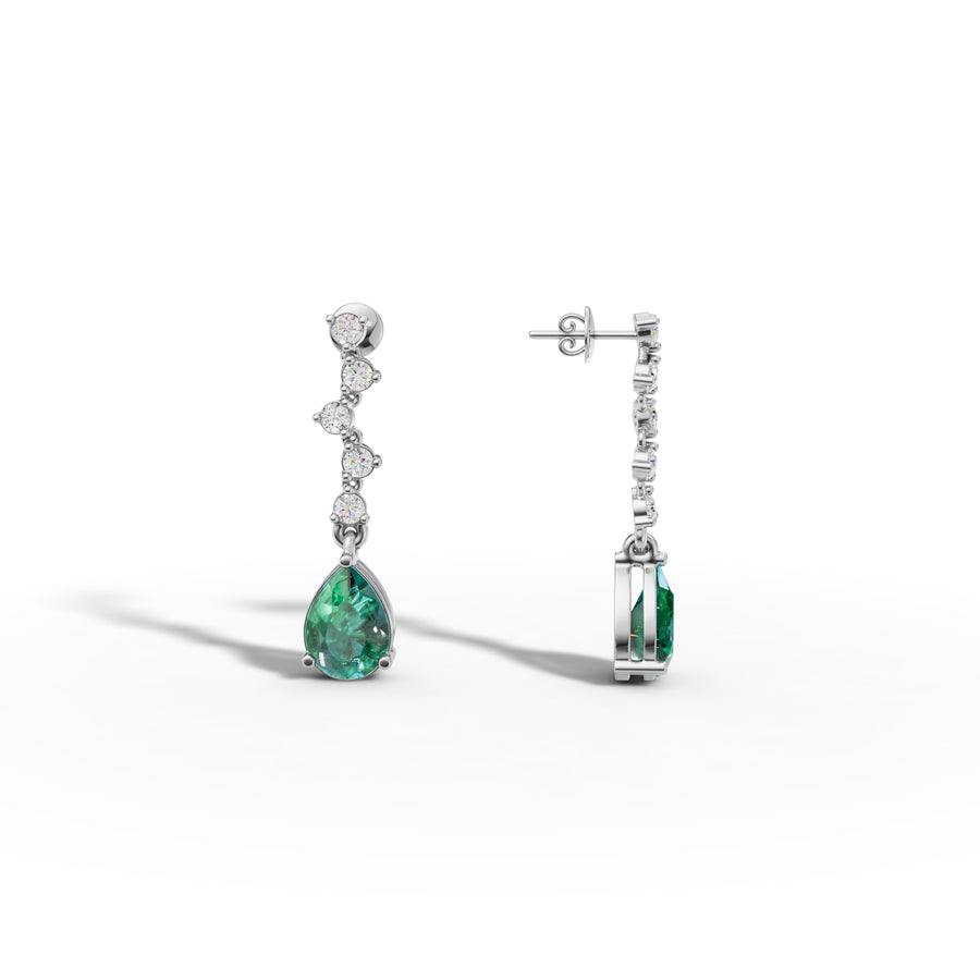 Zig Zag Pear Drop Earrings