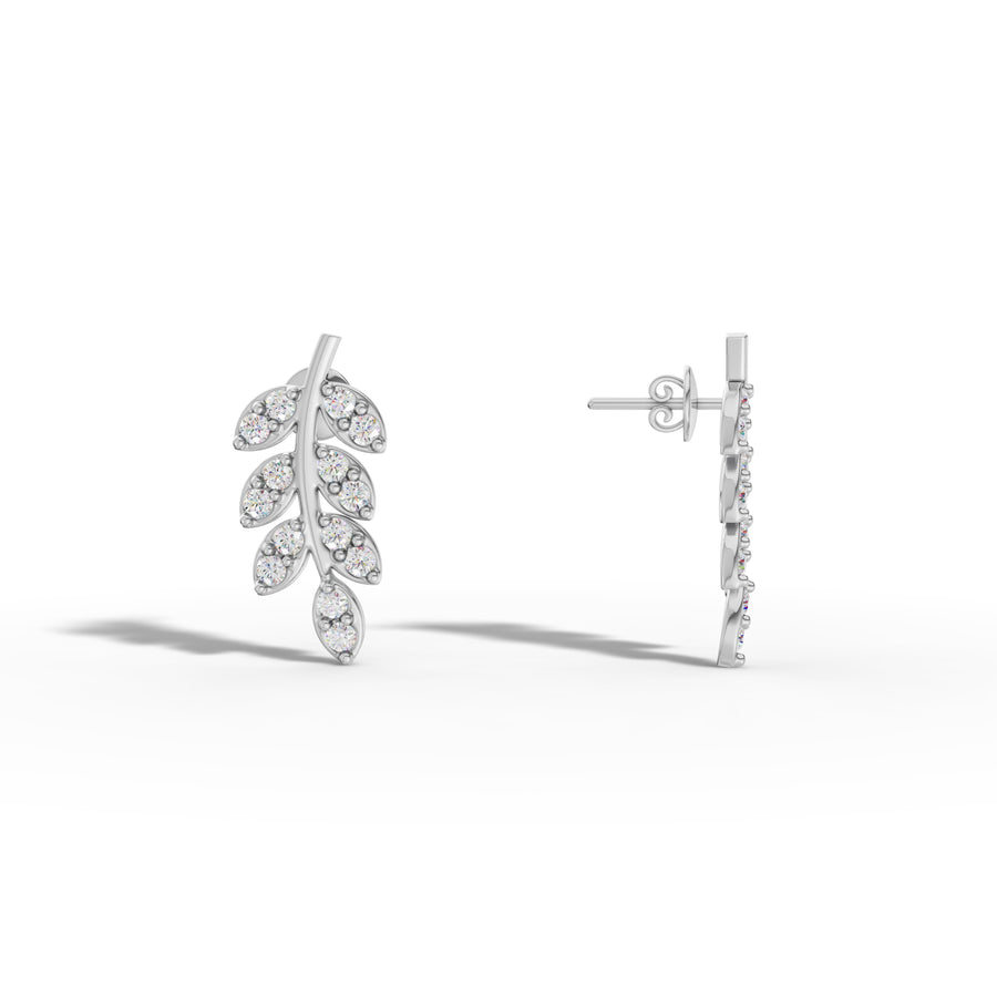 Diamond  Leaf Earrings
