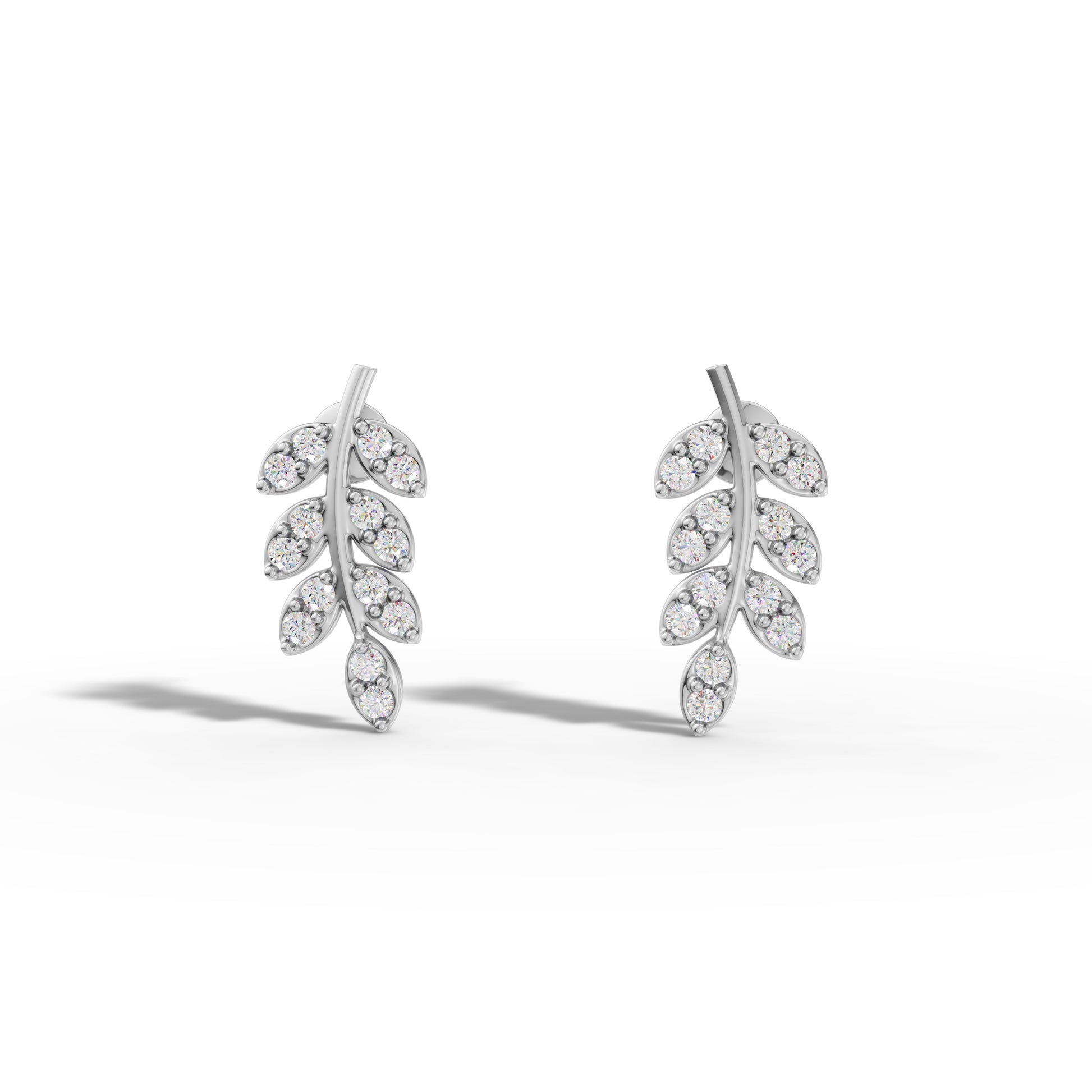 Diamond Leaf Earrings - 92Five