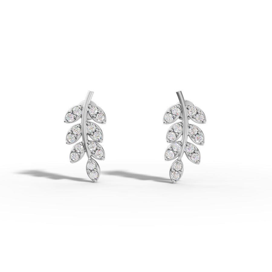 Diamond  Leaf Earrings