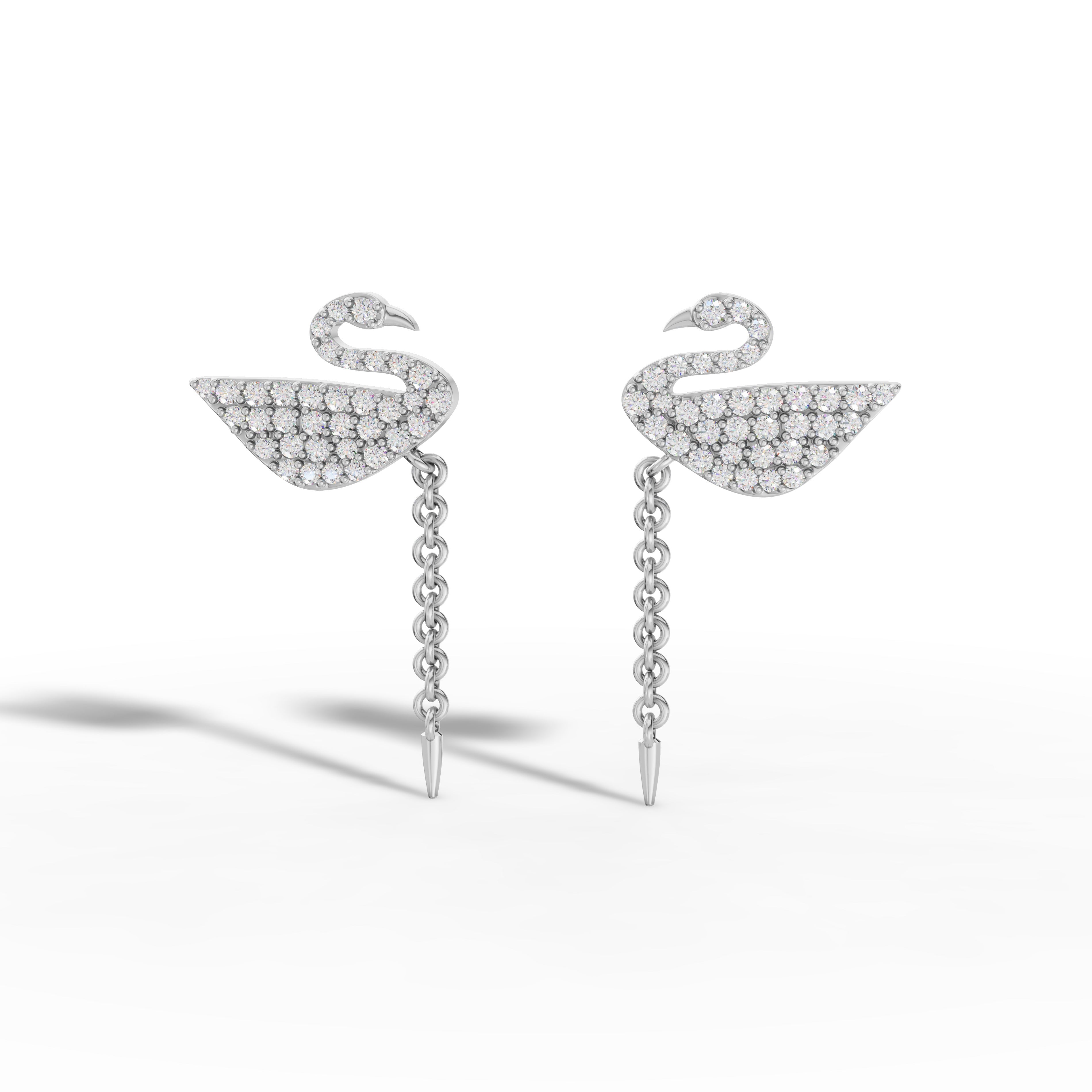Diamond Swan Drop Earrings - 92Five Main image