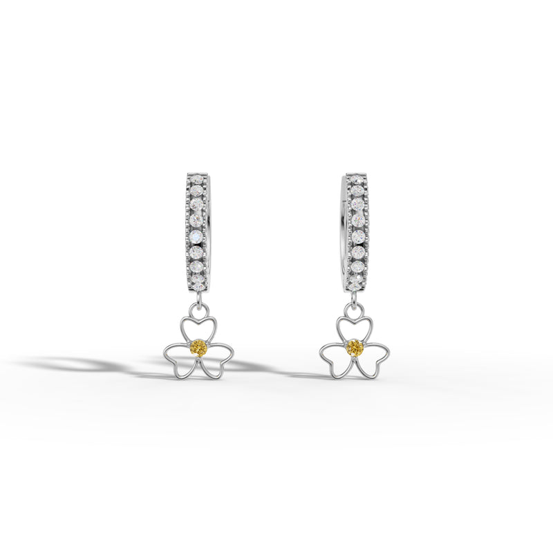 Luxury Two-Tone Floral Earrings – Silver Elegance With Golden Bloom