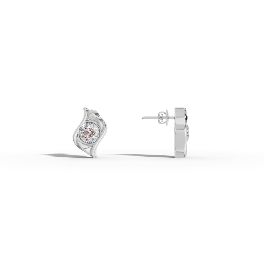 Round Diamond Italian Stud Earrings