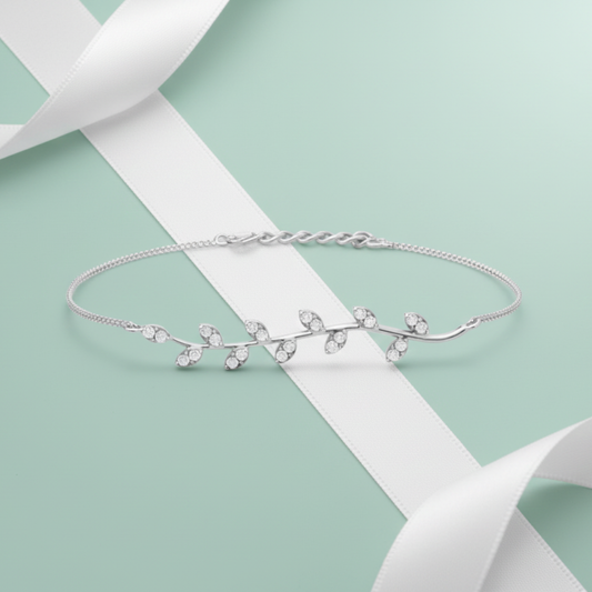 Handcrafted Flower Leaf Diamond Bracelet