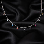 Pear shaped multi-coloured diamond necklace