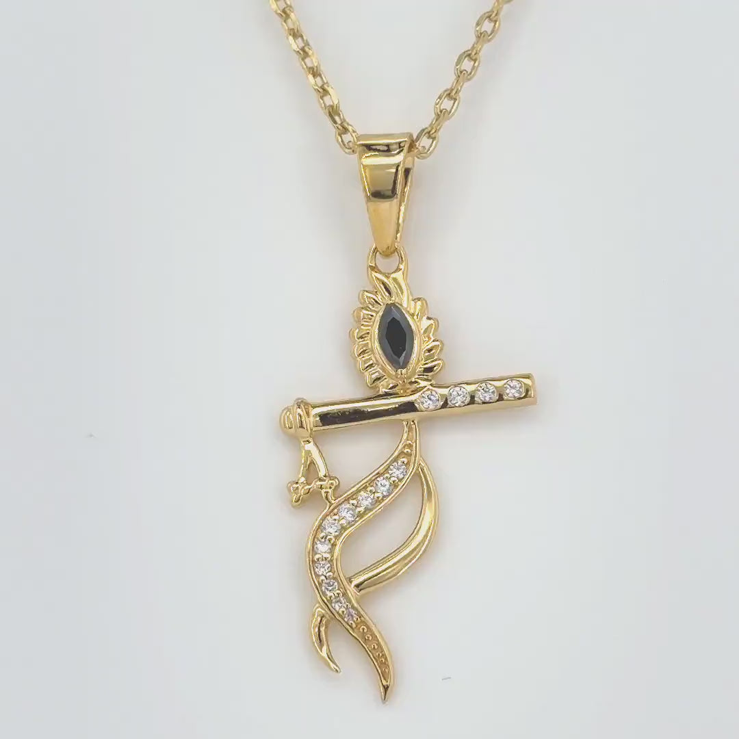 Krishna Flute 18K Gold Vermeil Pendant
