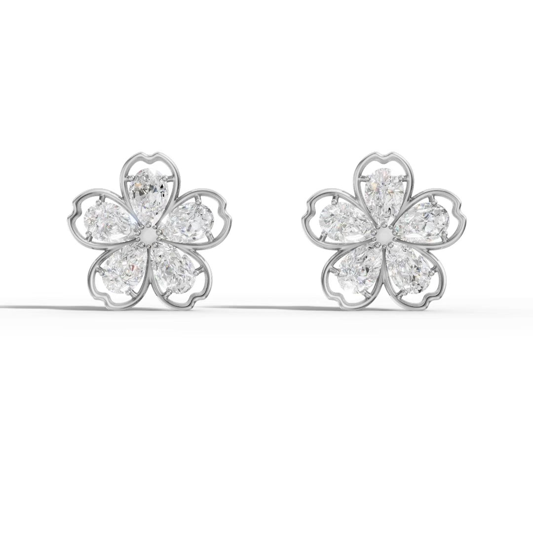 Floral Diamond-Cut Earrings