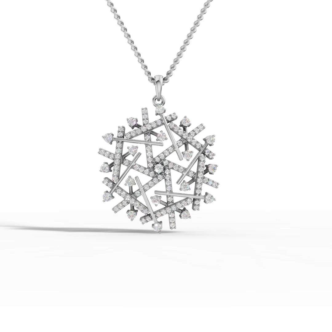 Snowflake Modern Geometric Diamond Pendant