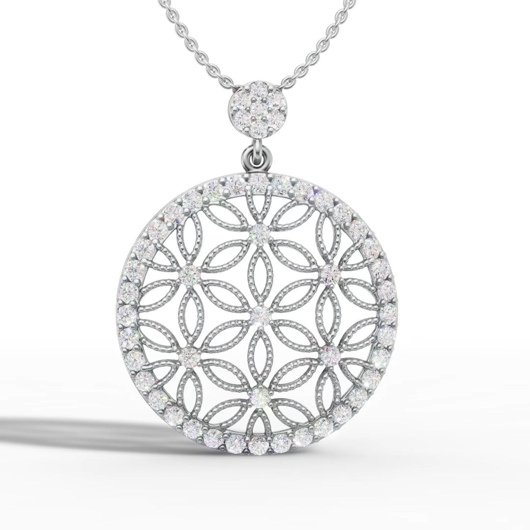 Floral Circle 925 Silver Pendant & Earring Set – 92Five