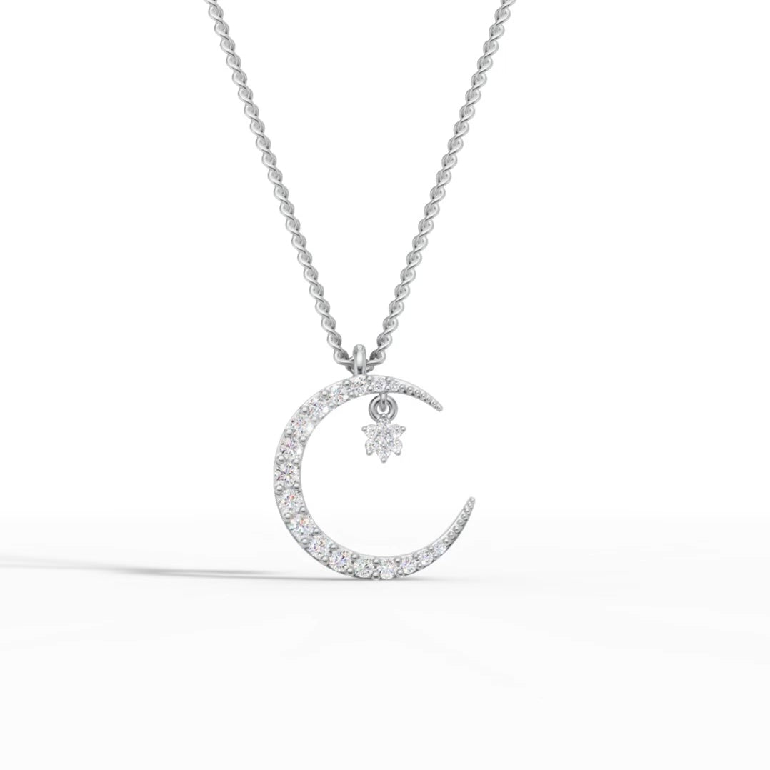 Star in Moon Charm Pendant