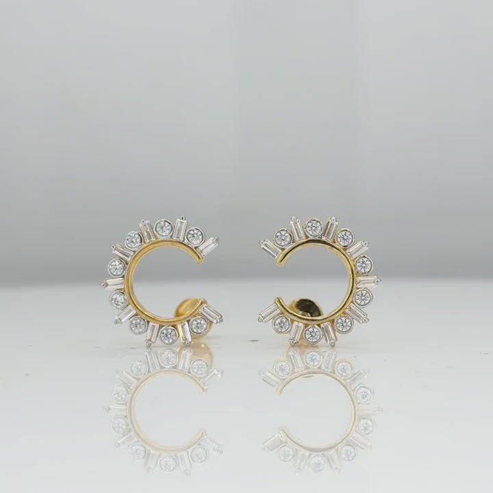 18KT Gold Crescent Spark Earrings
