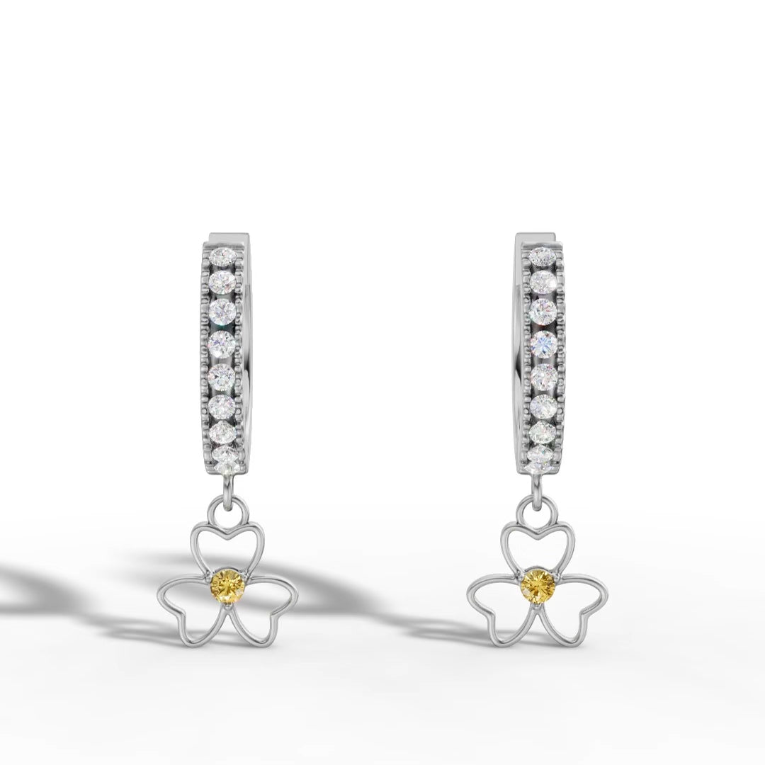 Luxury Two-Tone Floral Earrings – Silver Elegance With Golden Bloom