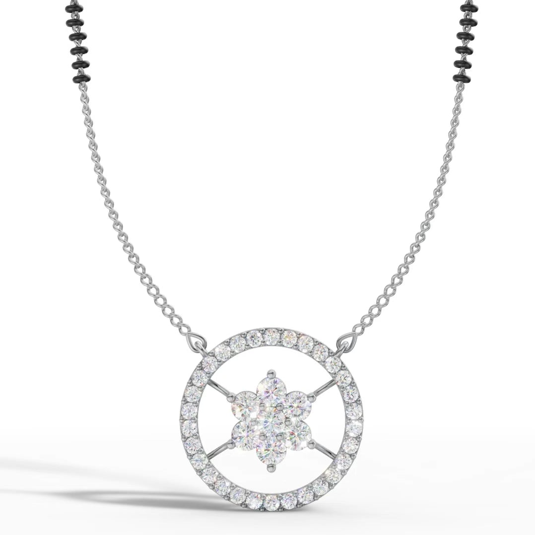Round Flower Diamond Mangalsutra
