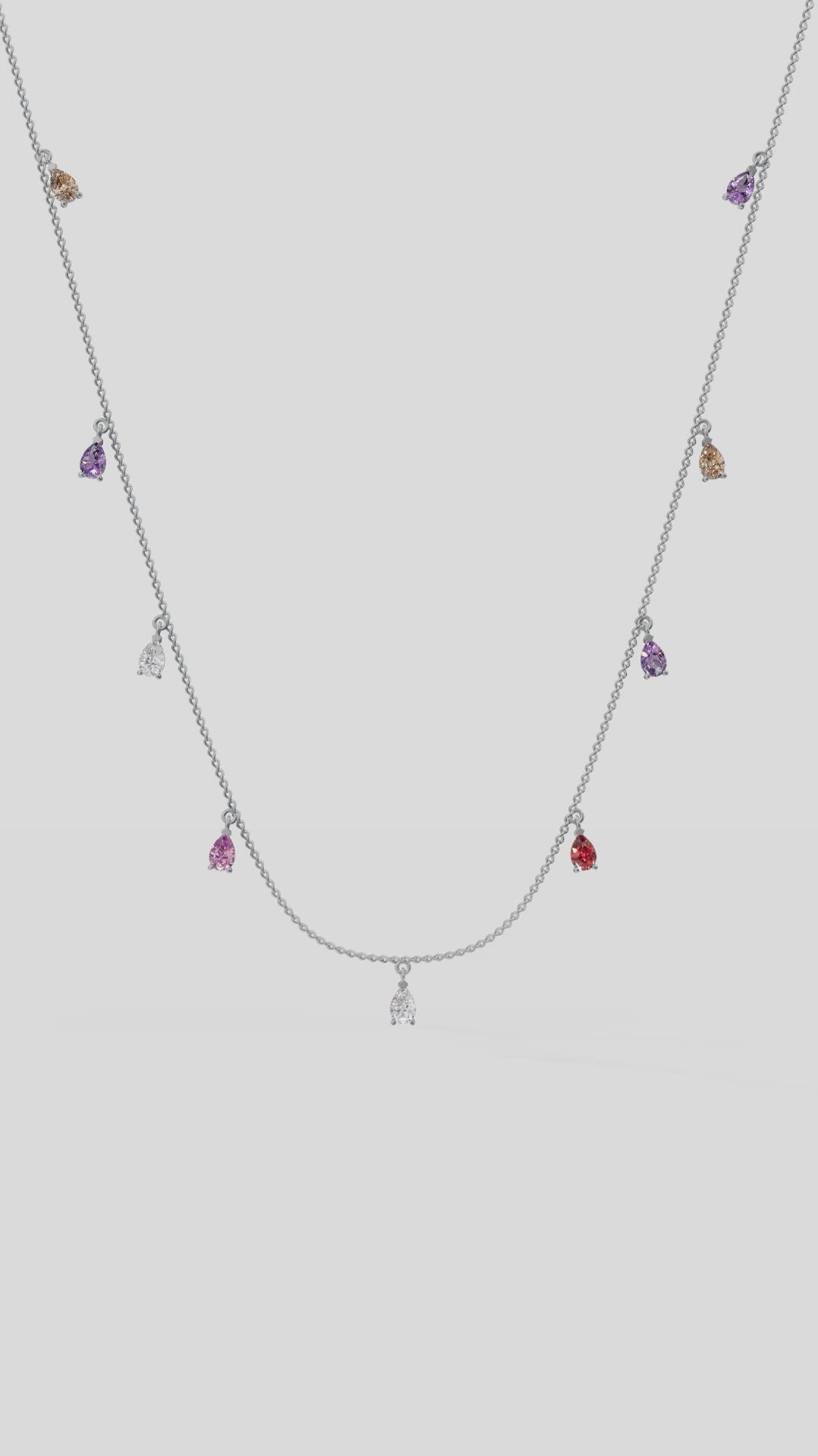 Pear shaped multi-coloured diamond necklace