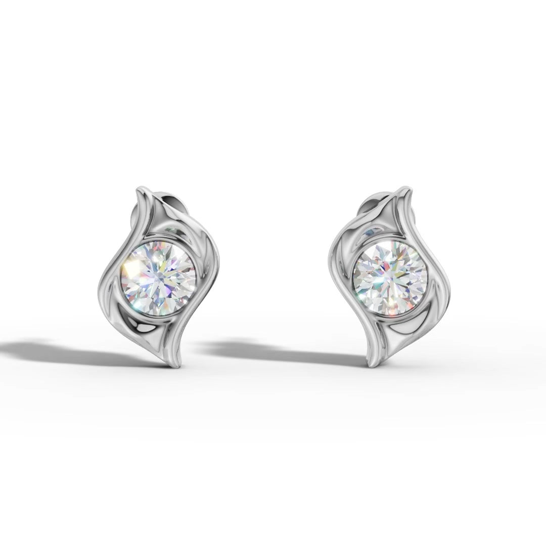 Round Diamond Italian Stud Earrings