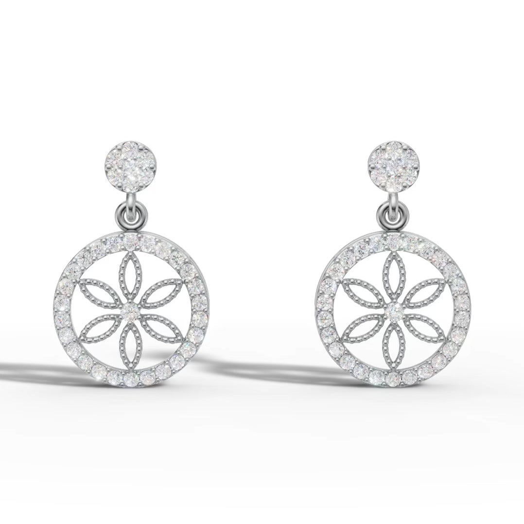Floral Circle 925 Silver Pendant & Earring Set – 92Five