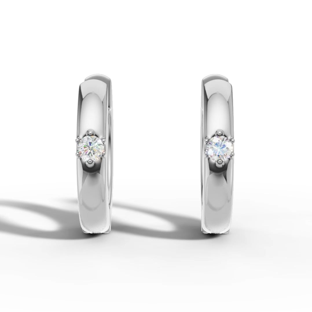 Minimalist Diamond Hoop Earrings