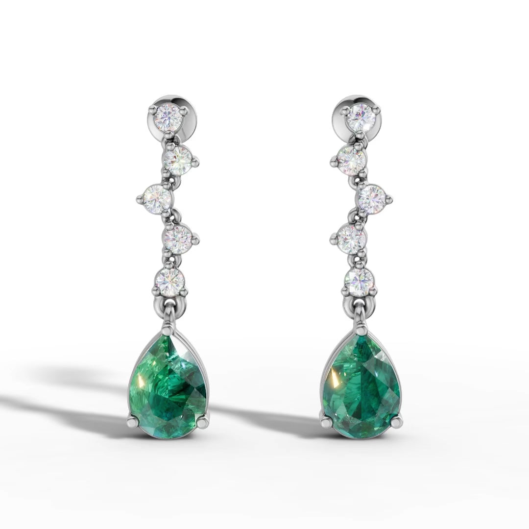 Zig Zag Pear Drop Earrings