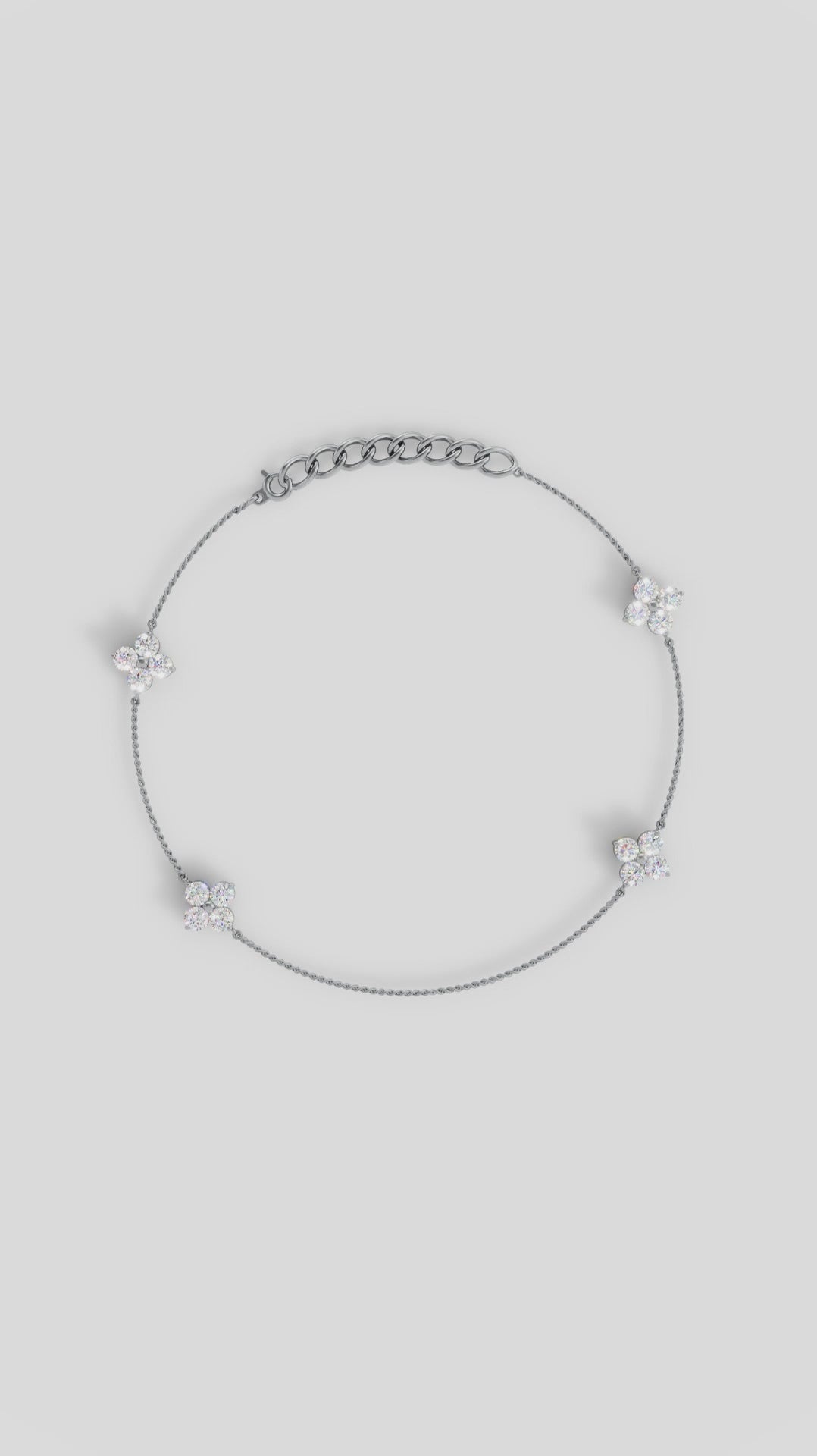 Four Flower Shaped Diamond Bracelet