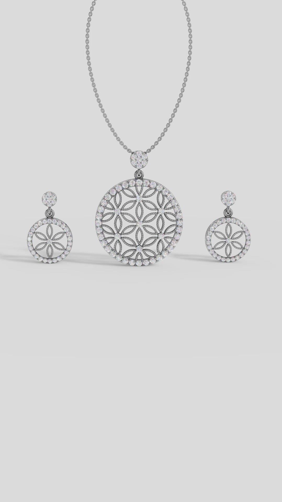 Floral Circle 925 Silver Pendant & Earring Set – 92Five