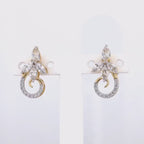 18KT Gold Floral Swirl Marquise Earrings