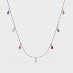 Pear shaped multi-coloured diamond necklace