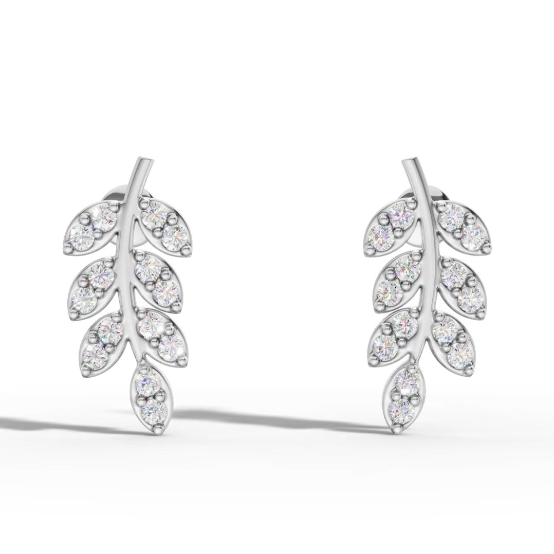 Diamond  Leaf Earrings