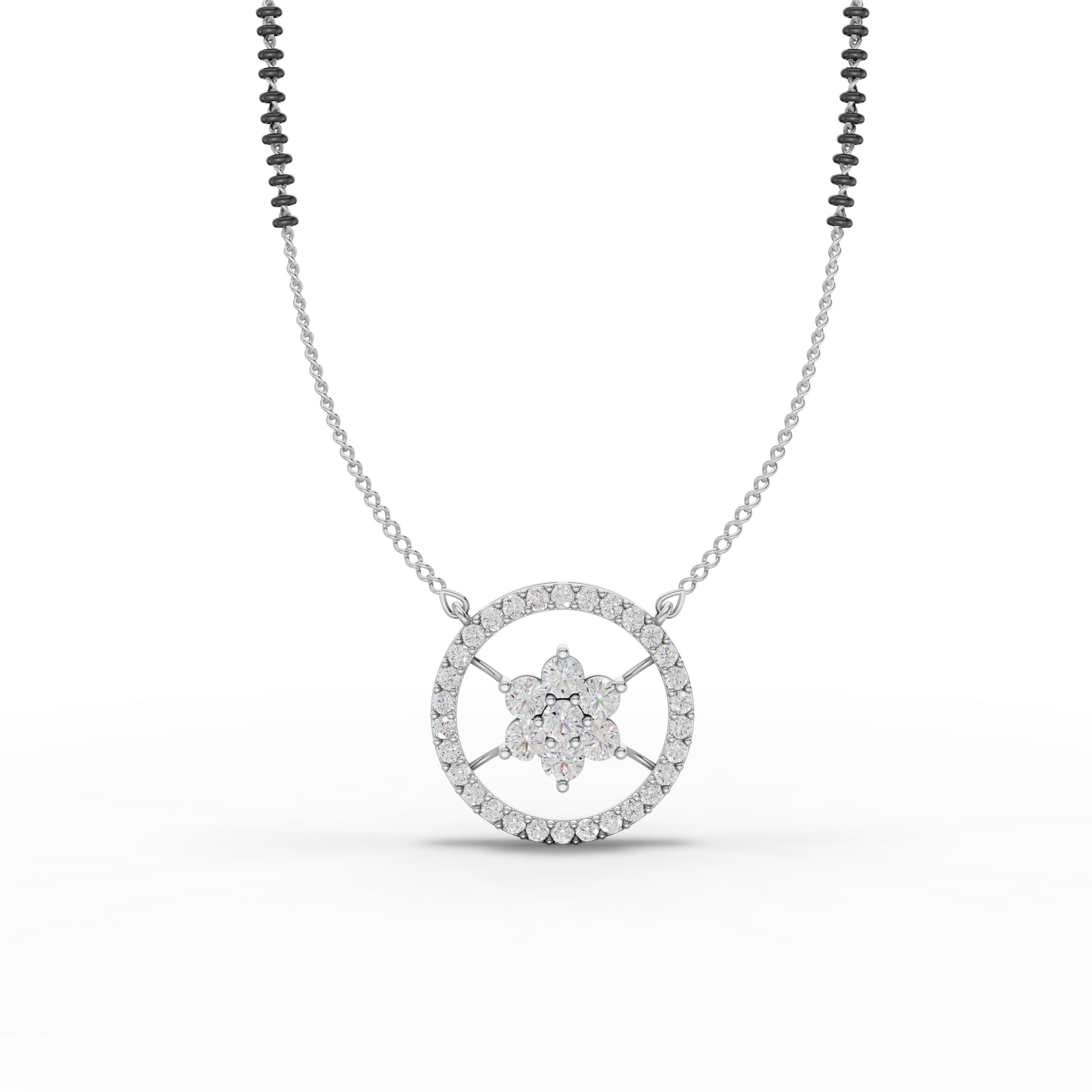 Round Flower Diamond Mangalsutra - 92Five
