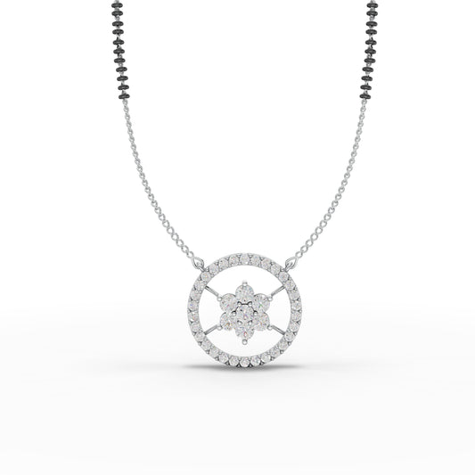 Round Flower Diamond Mangalsutra - 92Five