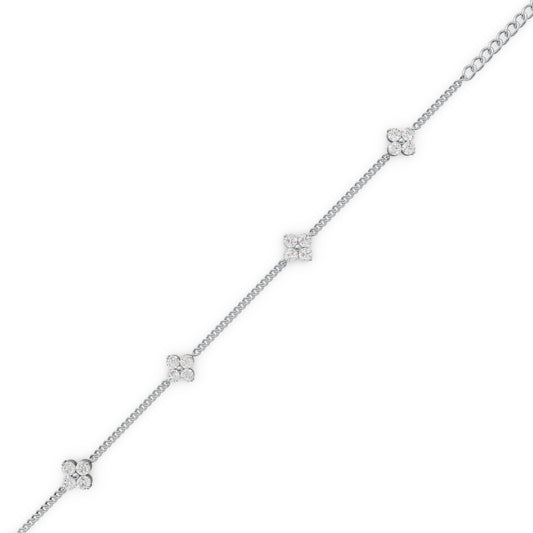 Four Flower Shaped Diamond Bracelet