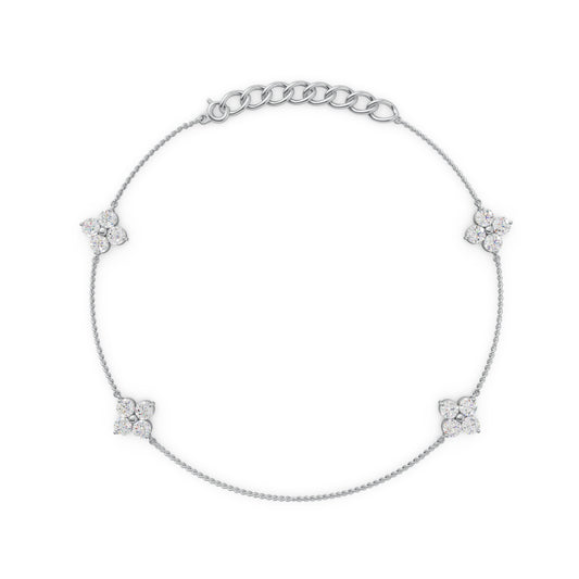 Four Flower Shaped Diamond Bracelet