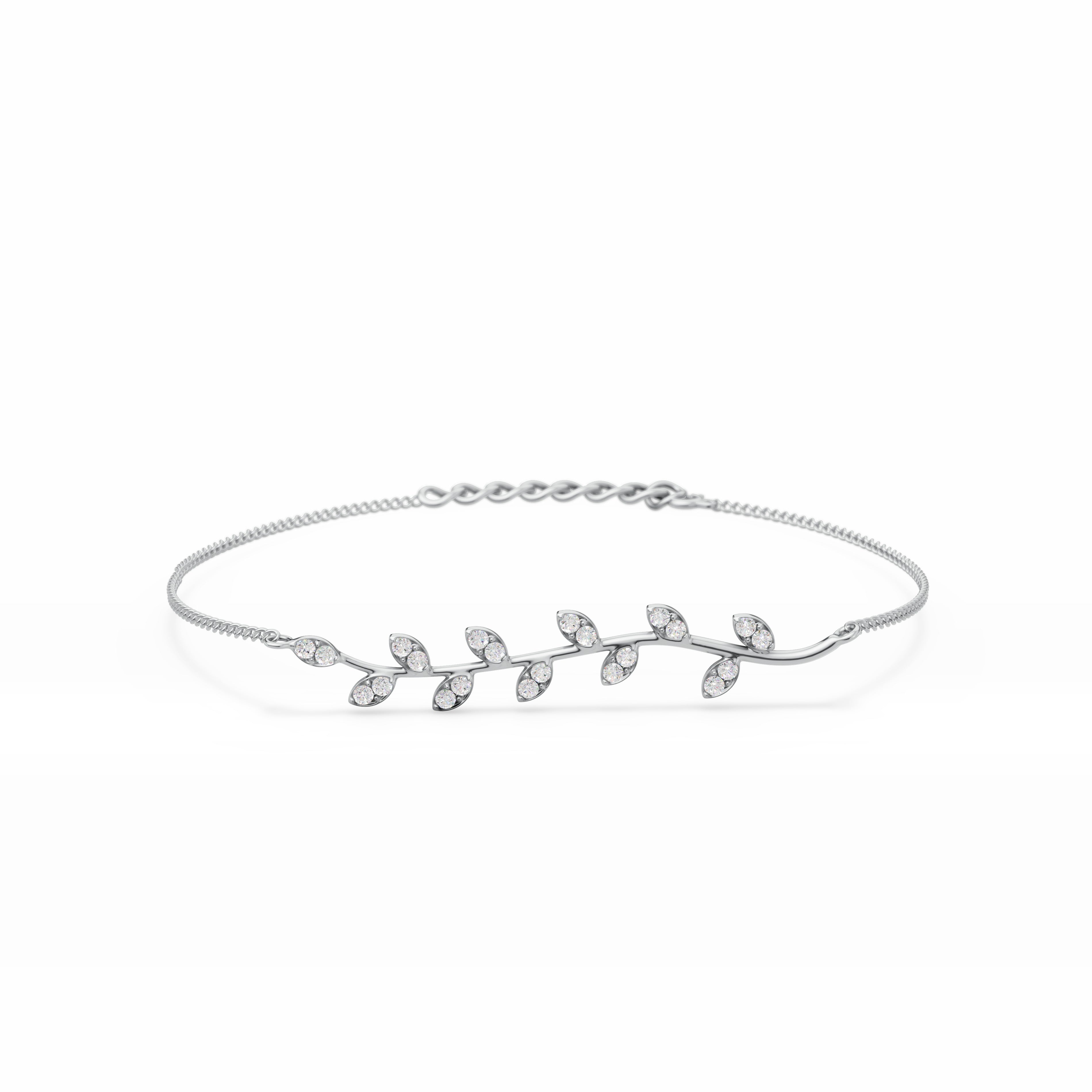 Handcrafted Flower Leaf Diamond Bracelet - 92Five